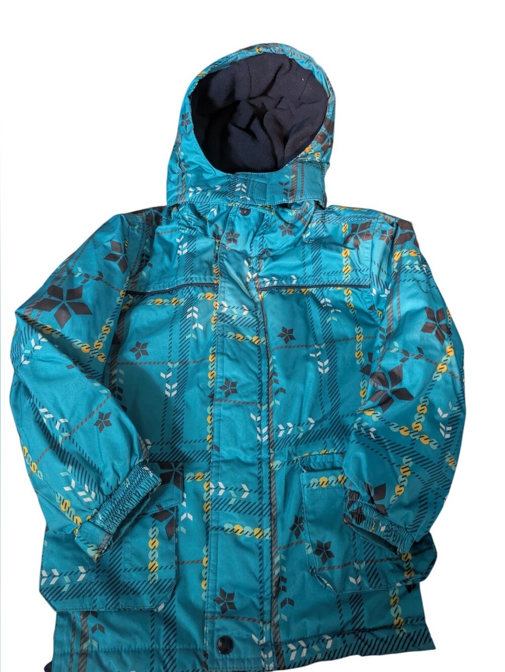 George Teal Hooded Puffer Jacket with Pattern